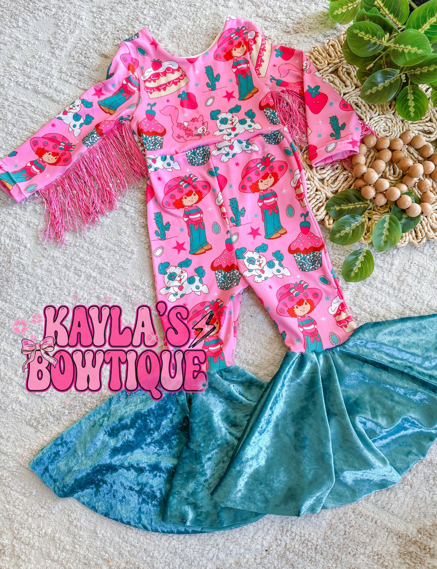 Western Strawberry Bell Romper 2T