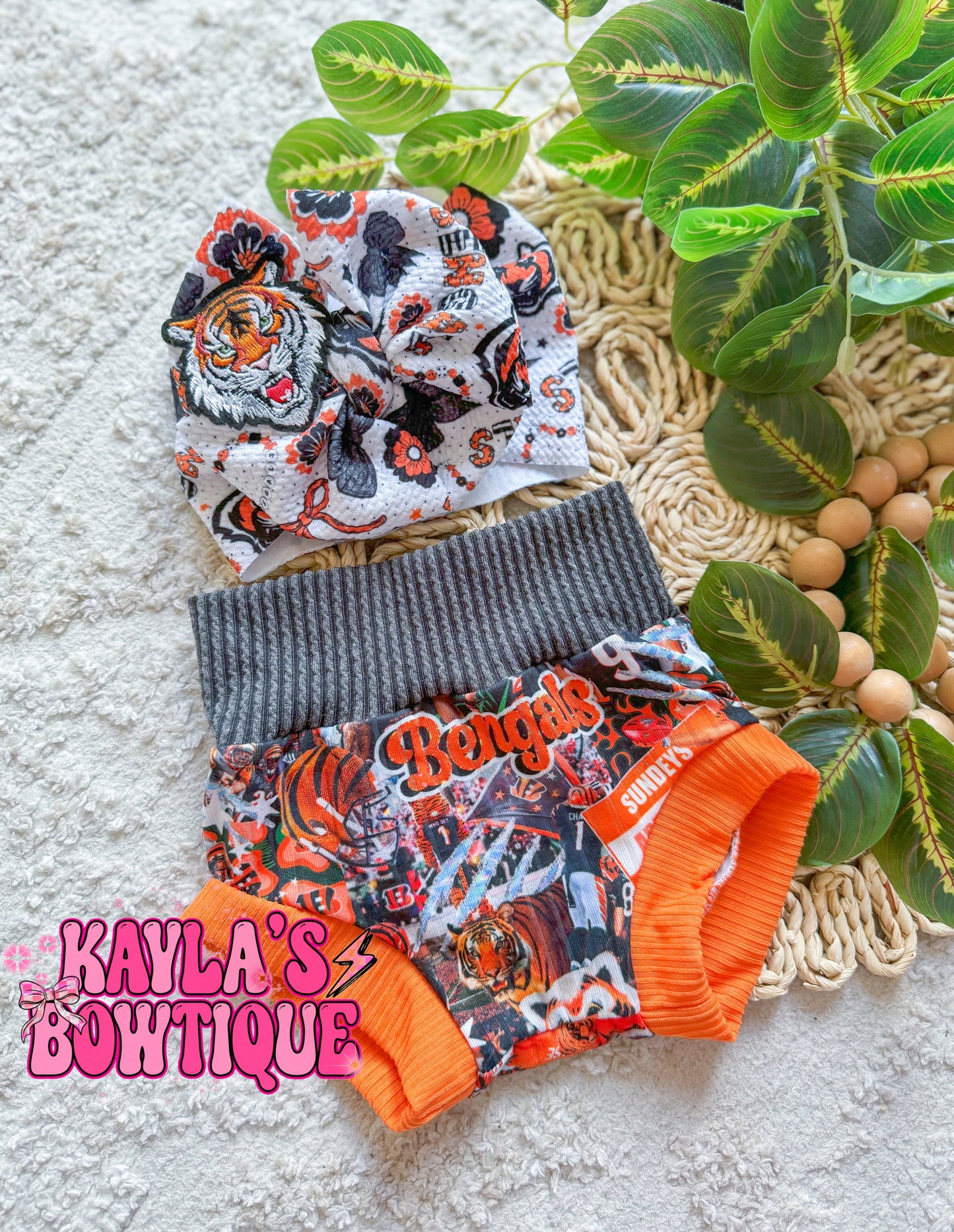 Bengals Bummie & bow set 6/9
