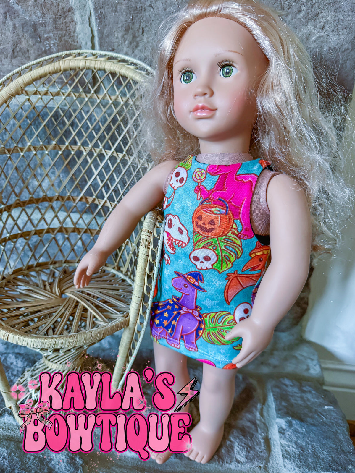 Halloween Dino 18” Doll Dress
