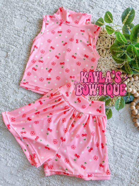 Cherries Mockneck Tank & Flow Shorts 5T