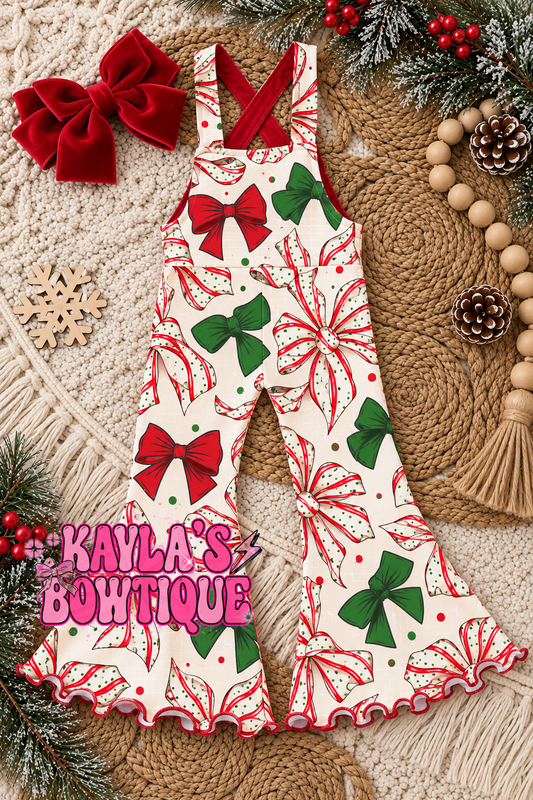 Christmas bows Pinafore Romper